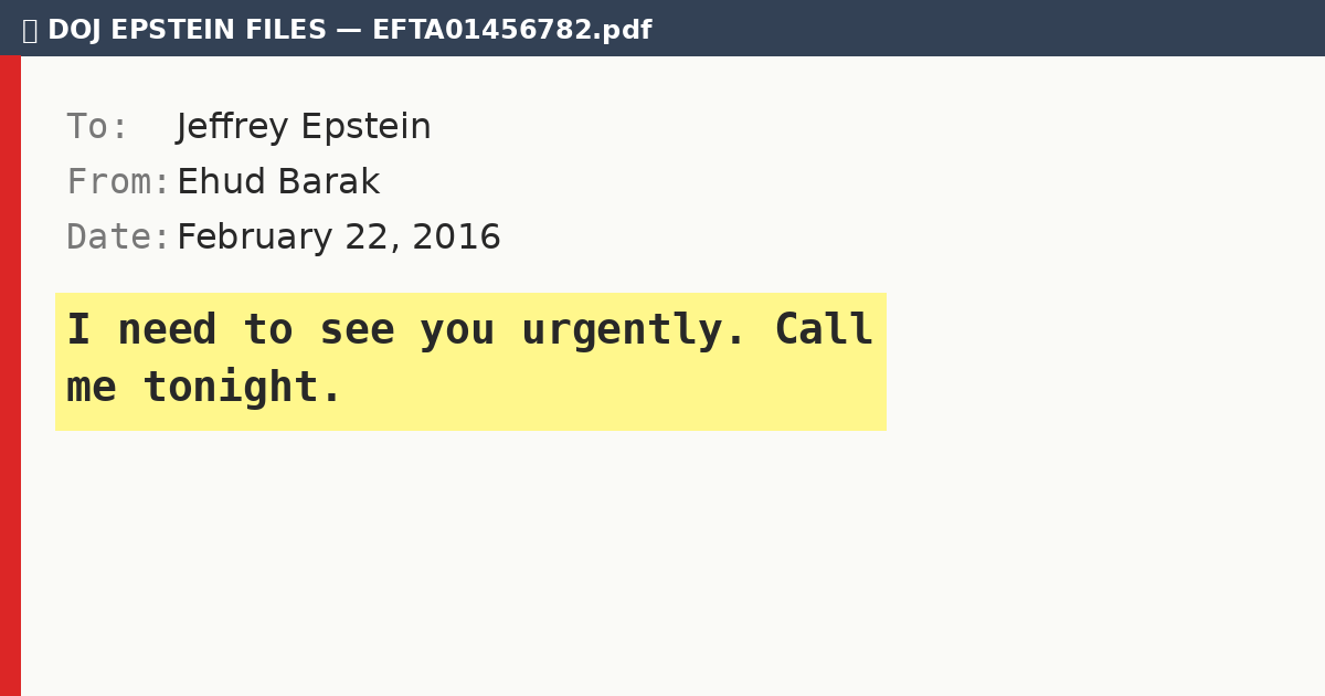 DOJ files reveal former Israeli PM Ehud Barak's secret urgent meetings with Epstein